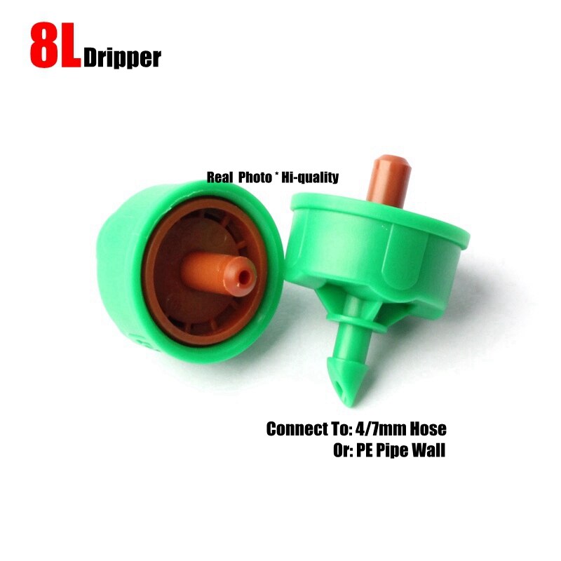 10pcs 4L 8L Garden Drip Irrigation Dripper Agricultural Watering Irrigation Pressure Compensating Emitter Sprinklers Irrigator: Green 8L