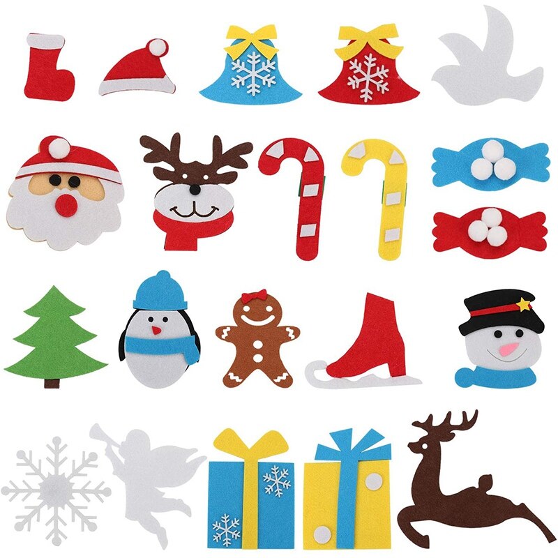 Felt Christmas Tree DIY Christmas Tree with LED String Lights Wall Hanging Ornaments 21 Removable Ornaments
