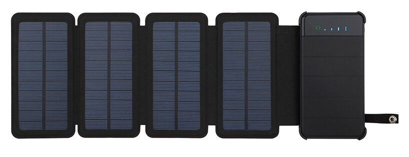 Power Bank solaire étanche 10000mah, chargeur de téléphone Portable, double USB, panneau solaire, batterie externe, lumière LED SOS: 4 Solar Panels