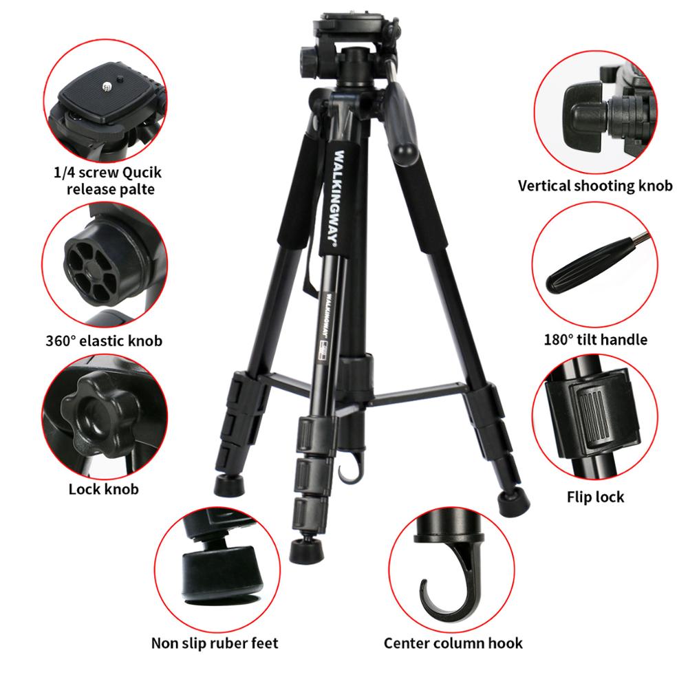 Walkingway Q222 Camera Tripod Tripode Stative light Tripod Monopod Travel Stand for Camera DSLR SmartphonePojector