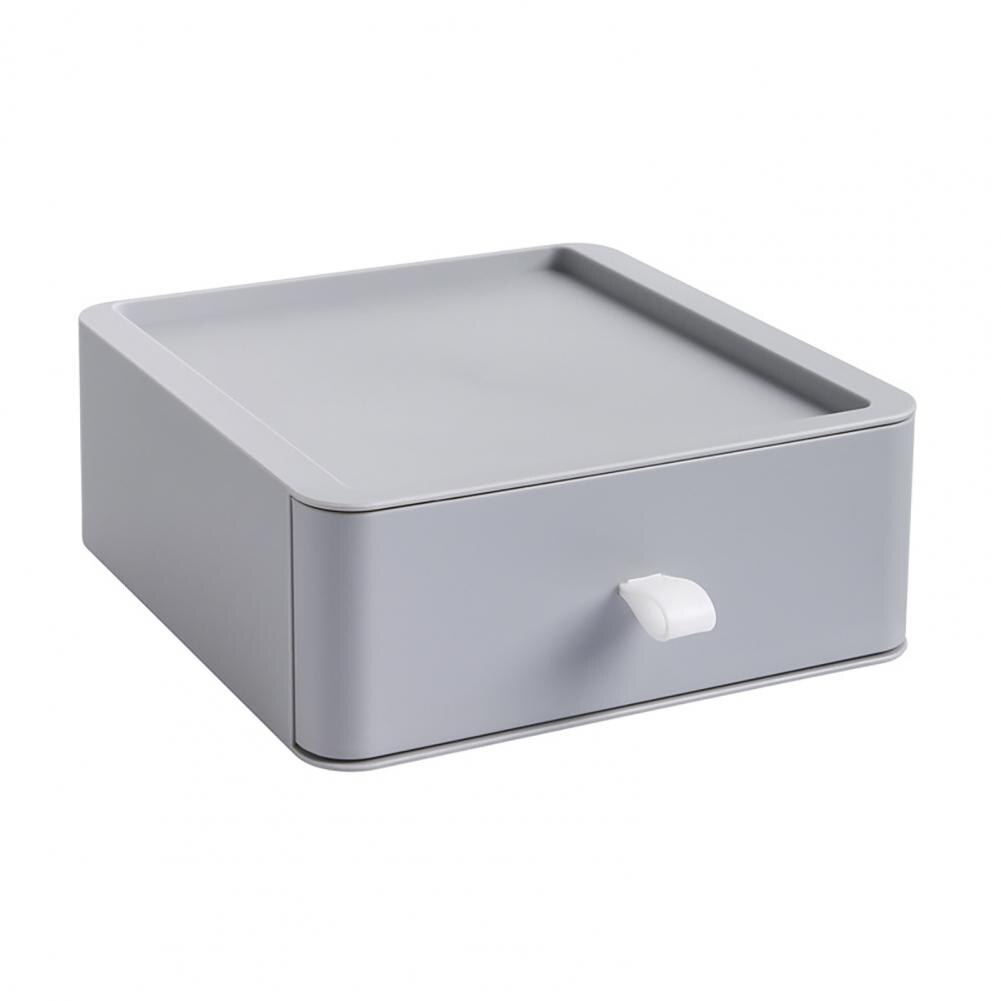 Small Storage Drawer Stackable Top Desktop Organizer Boxes Stationery Storage Rack Makeup Organizer Office Accessories: Grey