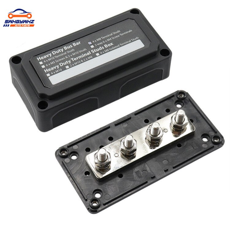Heavy-Duty Module Bus-Bar Box Terminal Board 300A with 4 Terminal Studs Car Styling Highest amperage rated bus bar