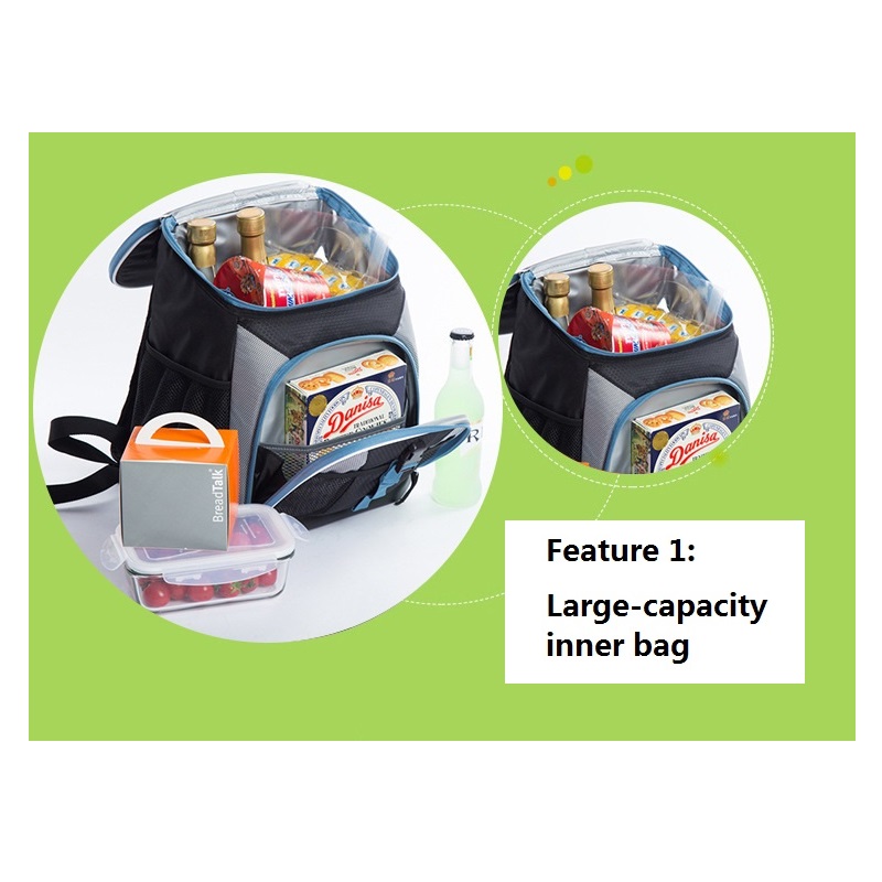 Zwarte oxford grote koeltas thermo lunch picknick box geïsoleerde cool rugzak ijslaag auto verse carrier thermische schoudertassen