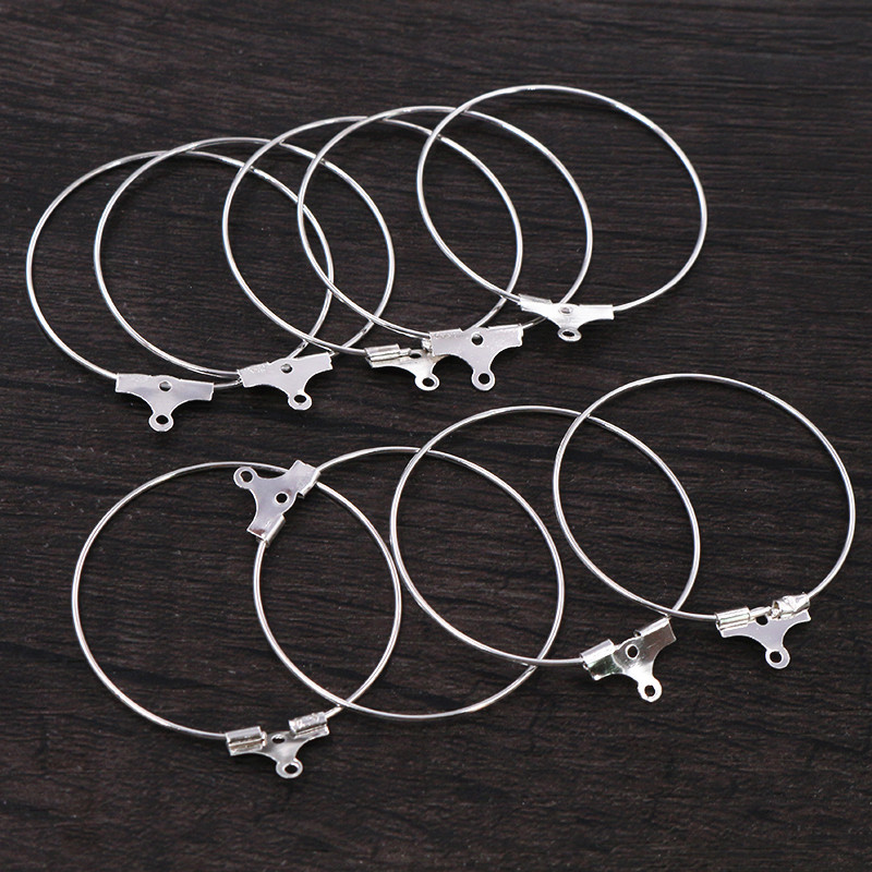 30 Uds 20 25 30 35 40 45mm pendientes de aro hallazgos círculo grande aros de alambre para oreja pendientes para DIY joyería suministros Accesorios