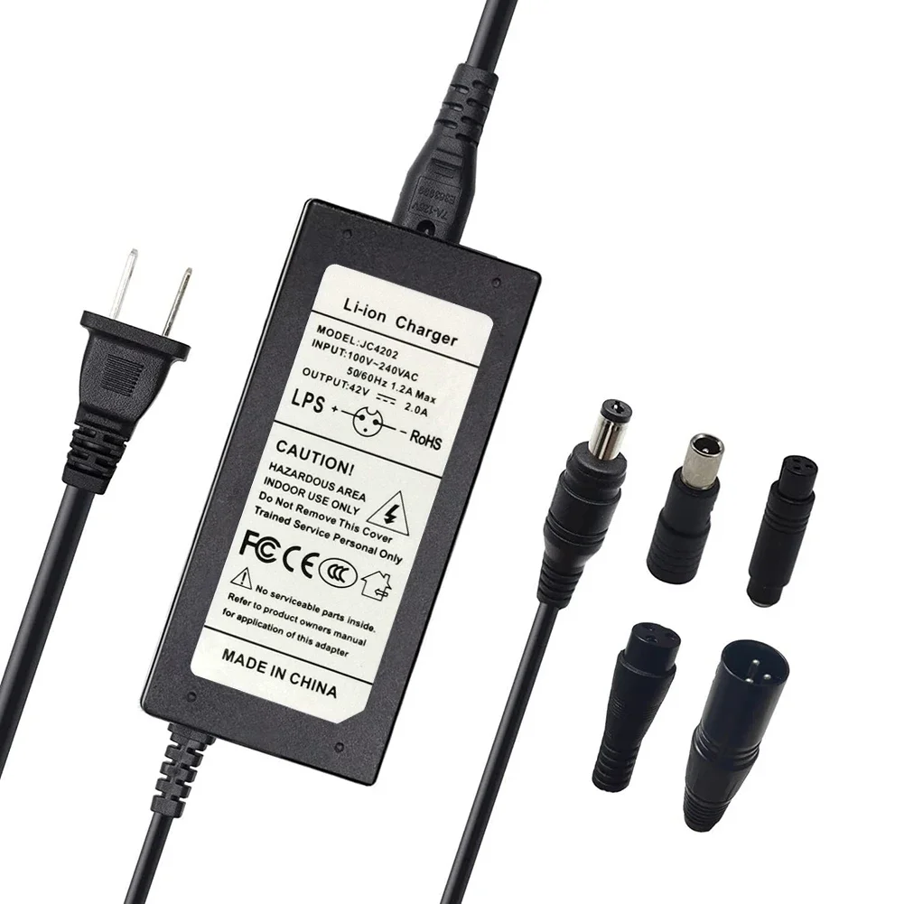 42V 2A Charger With 5 Interchangeable Connectors Fast Charge Li-ion Batteries For Electric Scooters Bikes Balanced Cars