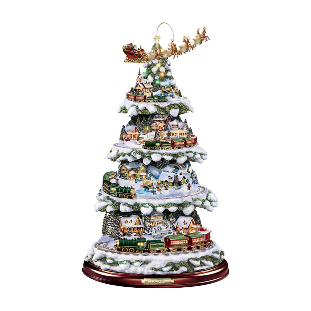 Christmas Tree Glass Showcase Rotating Sculpture Train Decorations Paste Window Paste Stickers Christmas Decorations for Home: B