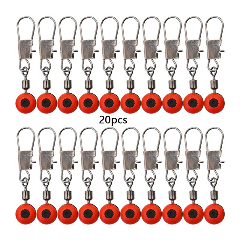 40Pcs Visserijvlotter Rollende Swivel Levert Tackle Tool Vislijn Om Haak Wartels Schacht Clip Connector Vissen Accessoires: 20Pcs Red
