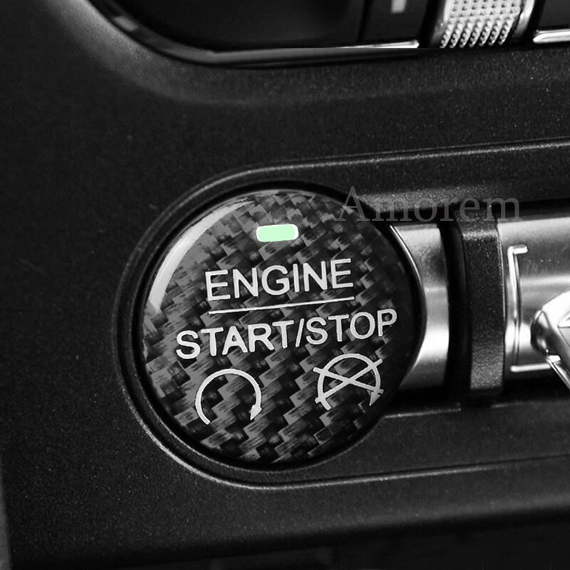 Carbon Fiber For Ford Mustang Engine Start Stop Button Sticker Cover Car Styling Accessories