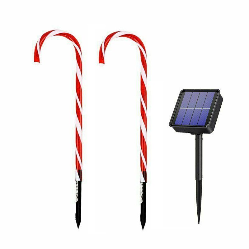 Neue Solar Power Weihnachten Candy Cane Lichter Solar Rasen Lampe Outdoor Solar Lichter LED Weihnachten Decor Garten Pathway Yard Rasen lichter: 2PCS