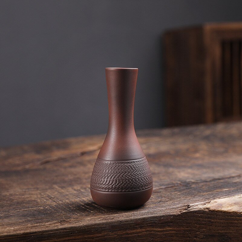 Purple Pottery Retro Ceramic Vase Personality Mini Flower Vase Hydroponic Flower Arrangement Home Ornament: 6cm ahd 13cm