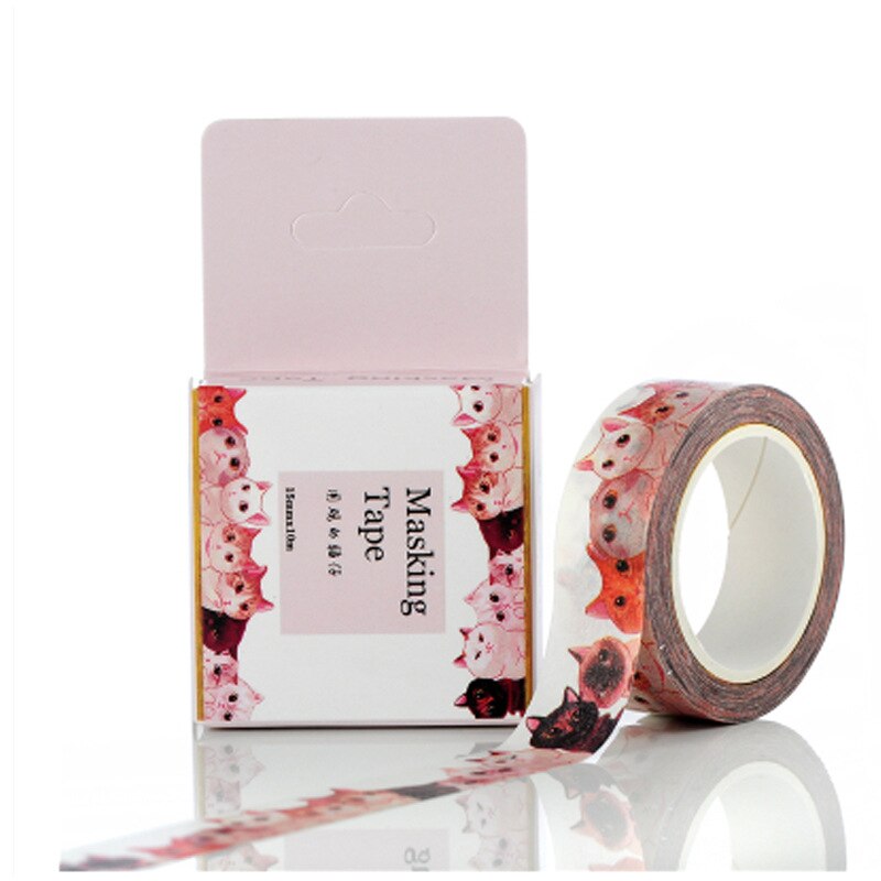 1.5cm avlet min nabo katt washi teip selvklebende diy scrapbooking klistremerke etikett maskebånd