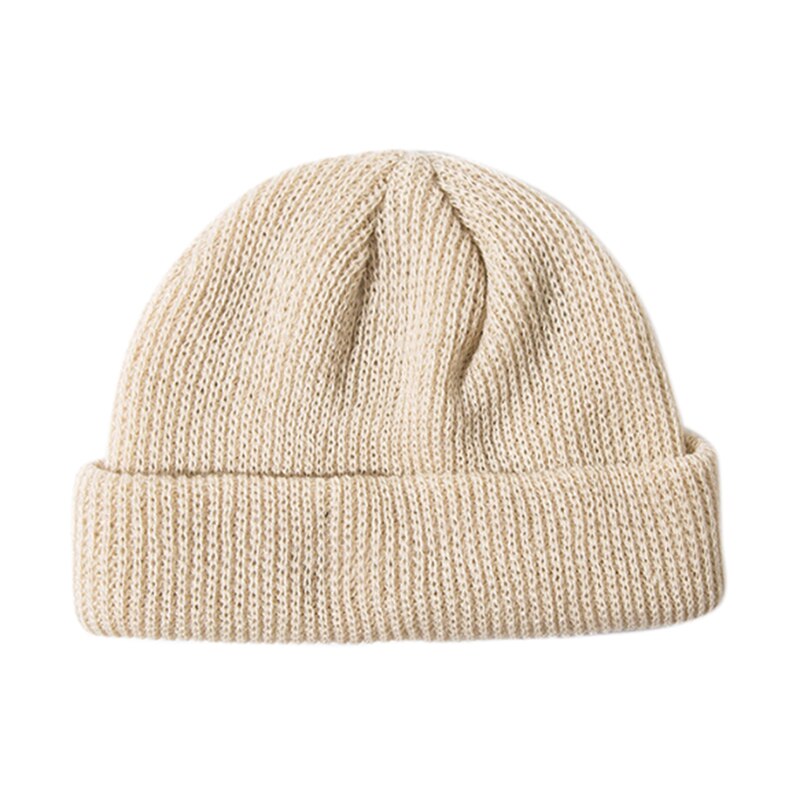 Unisex vinter svart grå rød ensfarget ribbestrikket lue luer for dame herre dame casual caps barn jenter gutter: Beige