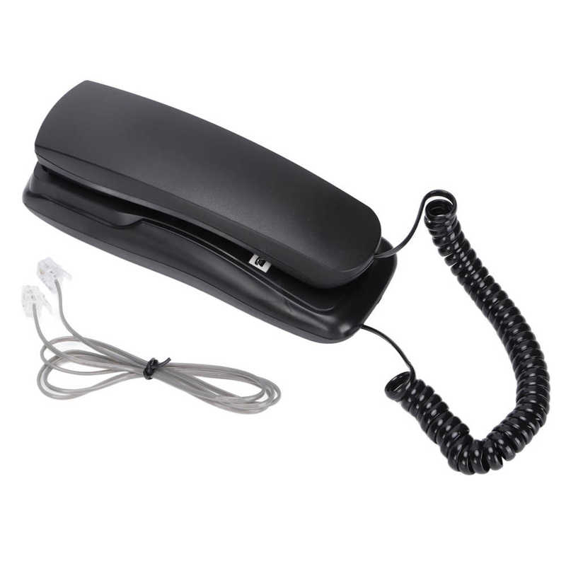 Mini Phone Office Telephone Wall Mounted Telephone Corded Fixed Phone with Re-dial Pause Function for Home Office Hotel Bathroom: black