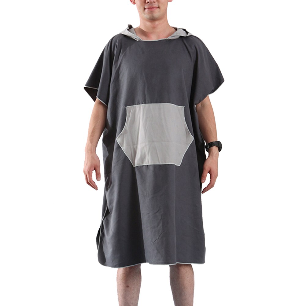 Peignoir sport nageurs extérieur séchage rapide maison unisexe à capuche cape serviette de bain changement Absorption d'eau adultes microfibre plage: Black