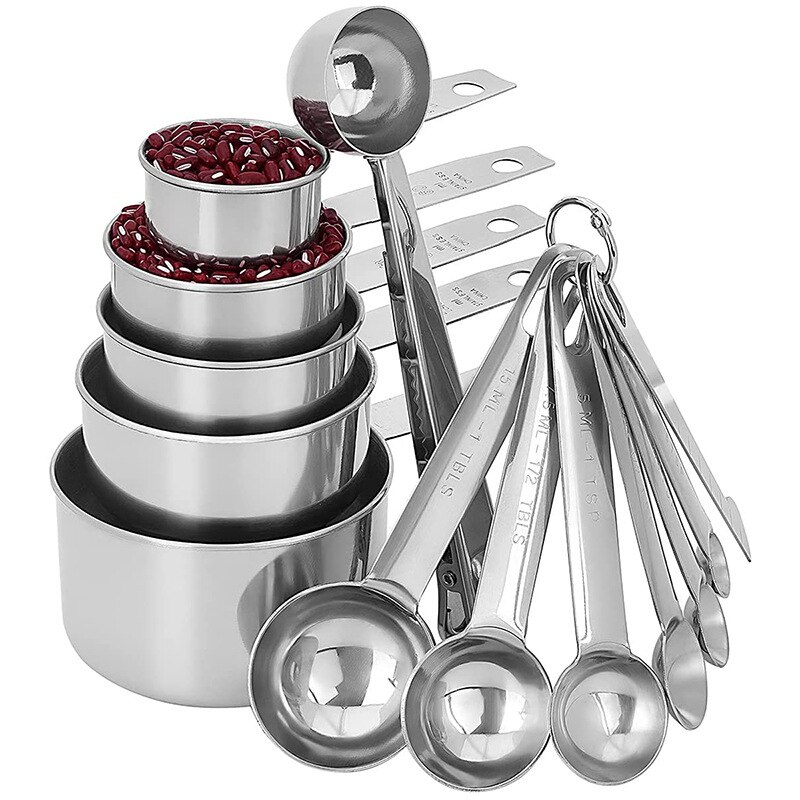 8/10/11Pcs Stainless Steel Measuring Cups and Spoons Set Baking Supplies Stackable Tablespoons Home Tools Kitchen Accessorie