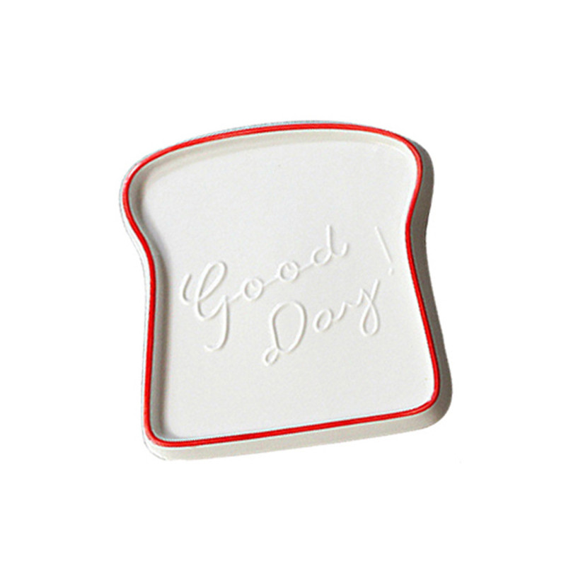 Bandeja de pan de porcelana con forma de tostada de 1 pieza plato de desayuno plato de mantequilla de queso vajilla: Rojo