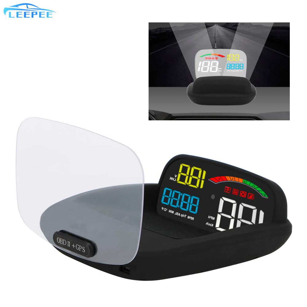 RPM napięcie C800 OBD2 + HUD lustro głowa w górę wyświetlacz temperatura wody automatyczny detektor nawigacja samochodowa GPS prędkościomierz projektor alarm bezpieczeństwa