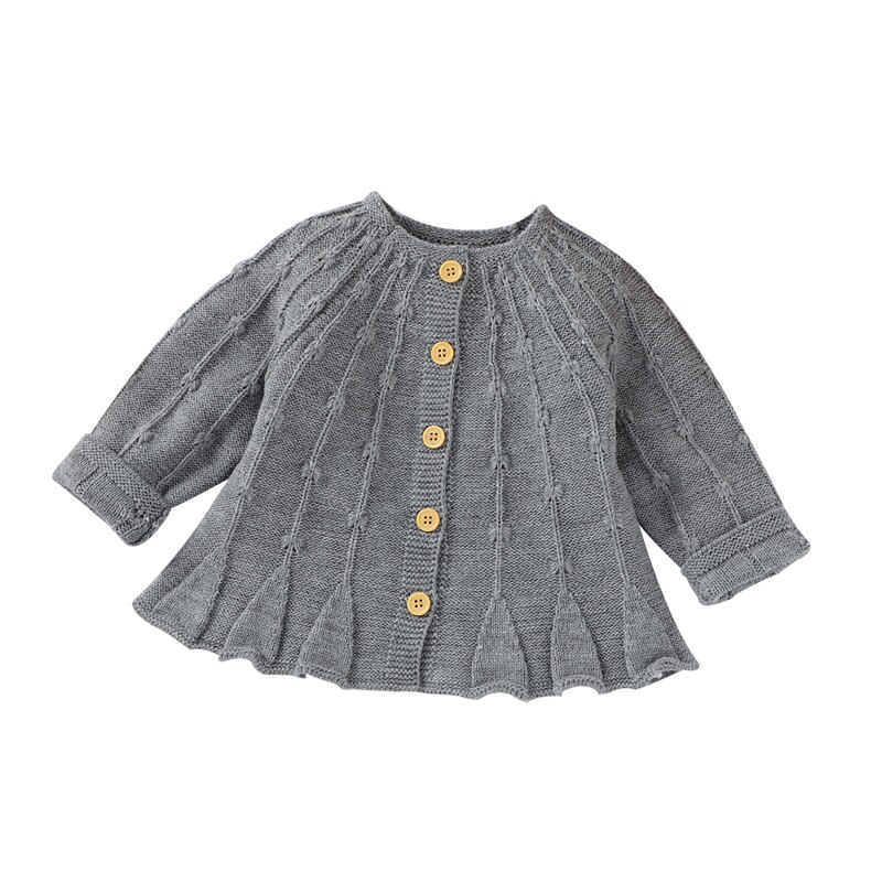 Baby Girl Knit Vest Truien Effen Kleur Single-Breasted Losse Versie Lente Truien Tops Kleding: Grijs / 3 6Months
