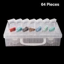 Caja de plástico para guardar cuentas y joyas, contenedor de almacenamiento con 64 cuadrículas, accesorios para pintura de diamantes, herramientas y cuentas