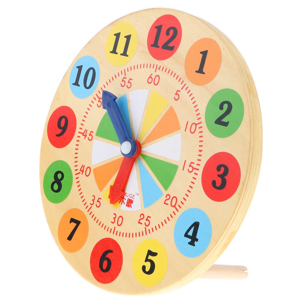 Multi-color Houten Tijd Leren Klok Speelgoed School Leren Levert Voor