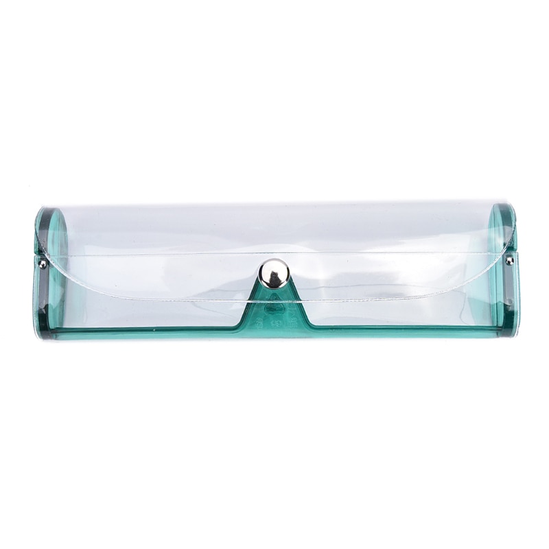 Transparante Pvc Eshylala-Zachte Bril Plastic Protector Case Metalen Knop Zonnebril Doos