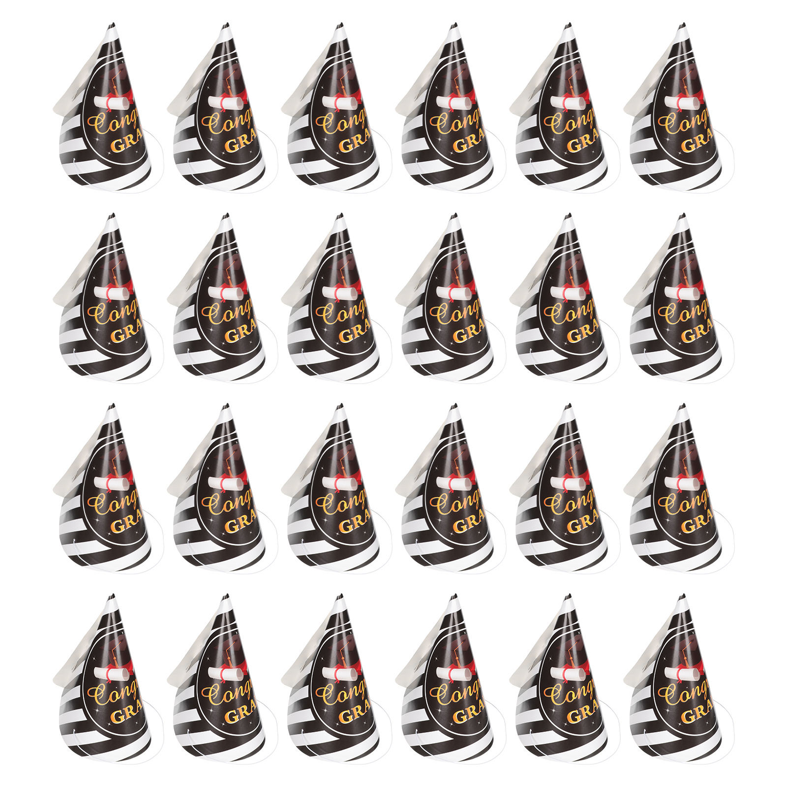 24Pcs Decorative Party Hats Graduation Circular Cone Hats School Party Photo Props