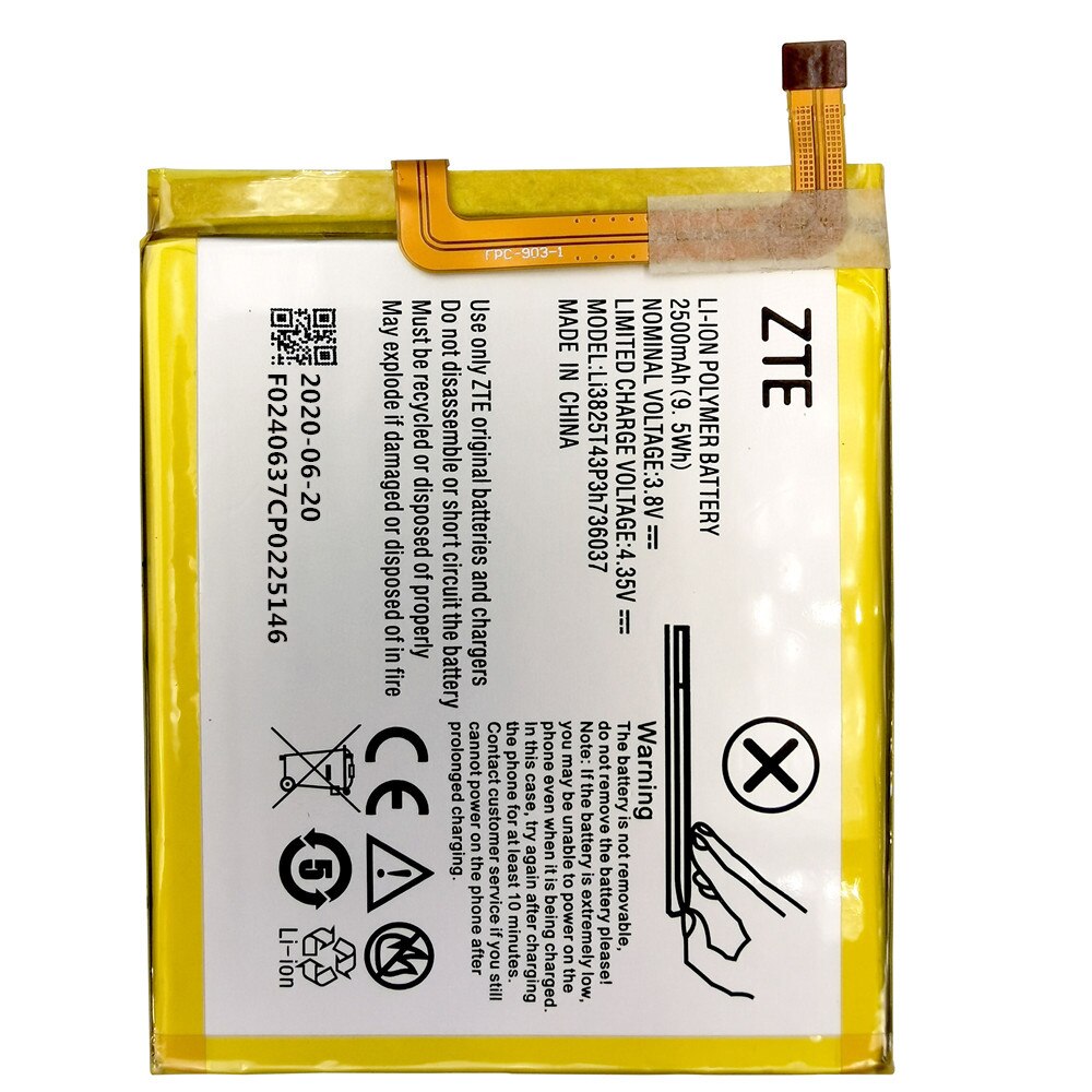 Batería + herramienta Dual SIM para ZTE, batería Li3825T43P3h736037 original de 3,8 V y 2500mAh para ZTE BV0720 / ZTE Blade A2 / ZTE Blade V7 Lite