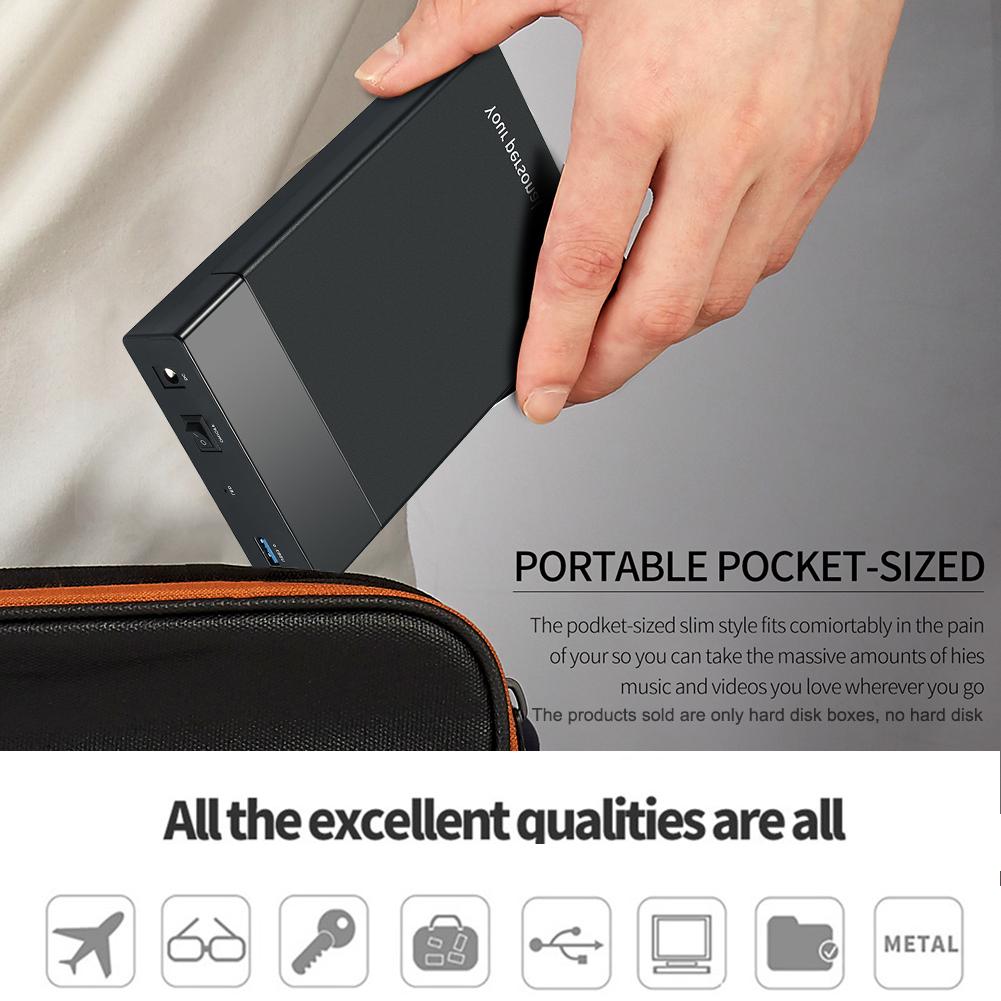 2.5 Inches 3.5 Inches SATA HDD Hard Drive Enclosure USB3.0 HDD Case Super Speed With UASP Support 10TB Drives
