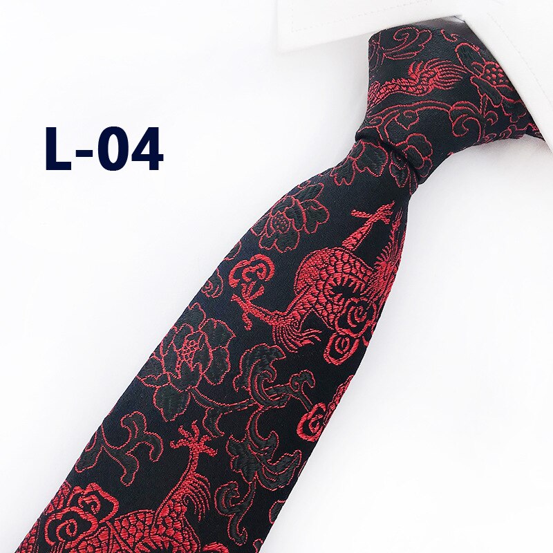 Classic Silk Mens Ties China Mascot Neckties 8cm Chinese Dragon Ties for Men Formal Business Wedding Party Gravata: L-04