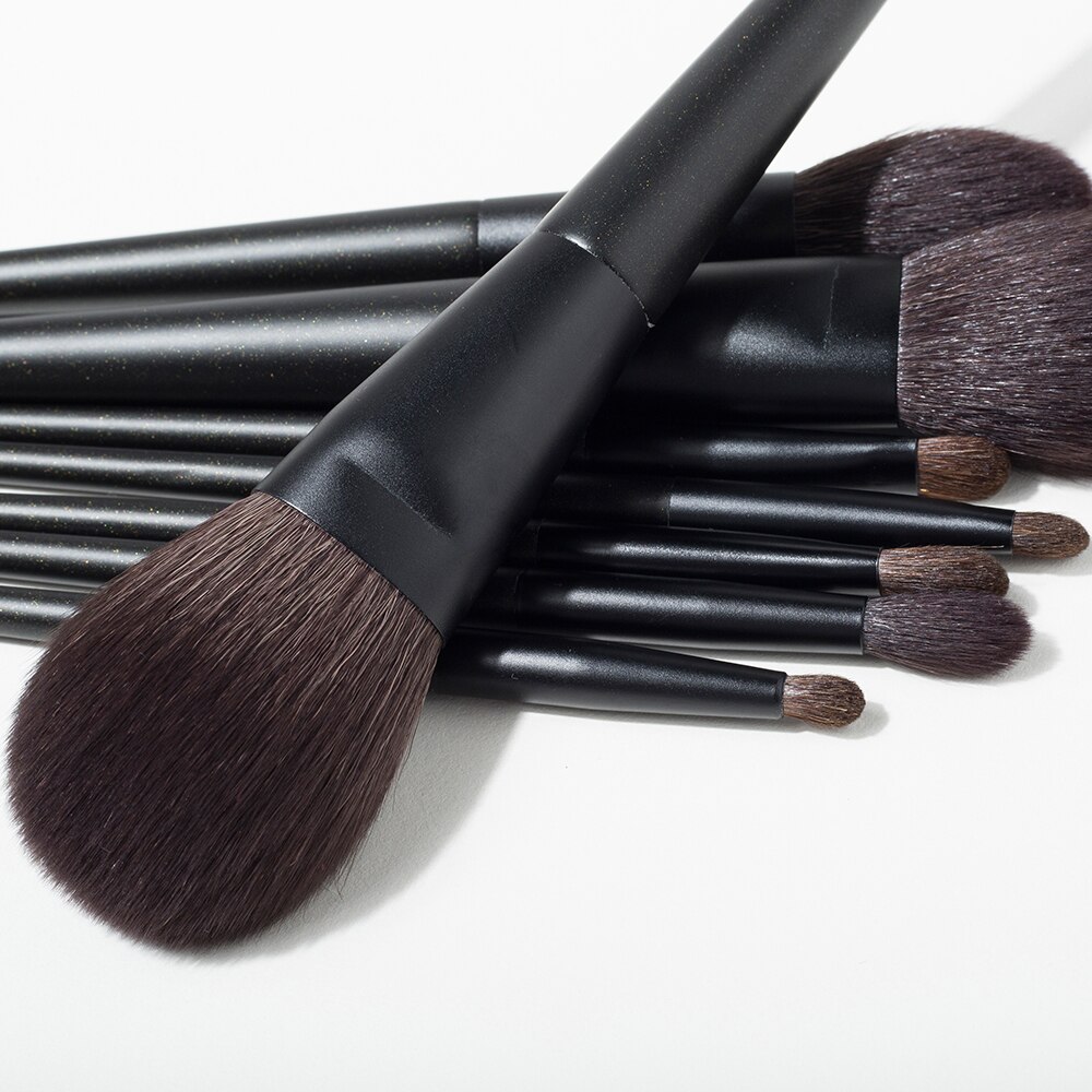 Shinedo 8 stk matt svart sminkebørster sett øyenskygge pudder blush krøll blanding pincel maquiagem