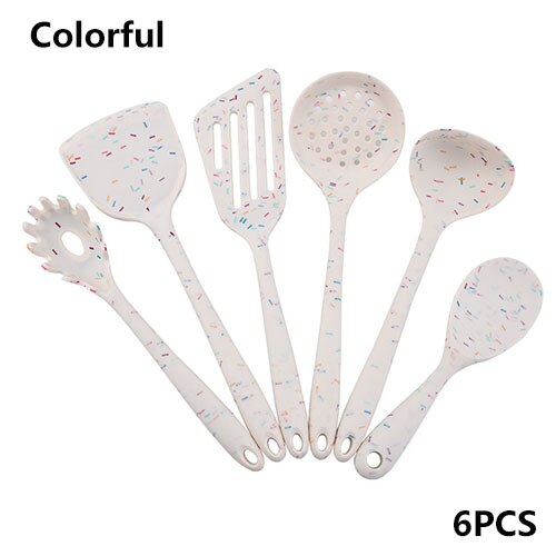 Ustensiles de cuisine en silicone ensemble ustensiles de cuisine antiadhésifs résistants aux températures élevées et basses ustensiles de cuisine faciles à nettoyer ustensiles de cuisine ensemble d'outils de cuisine: Colorful-6PCS