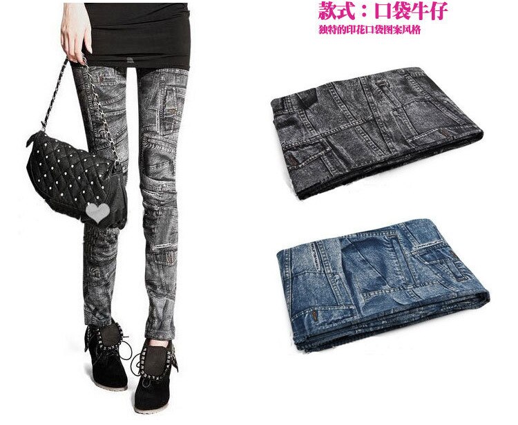Laihat tytöt pakarat hoikka ohuet pienet jalat housut stretch lumihiutale jäljitelmä denim polyesteri e spandex naisten leggingsit
