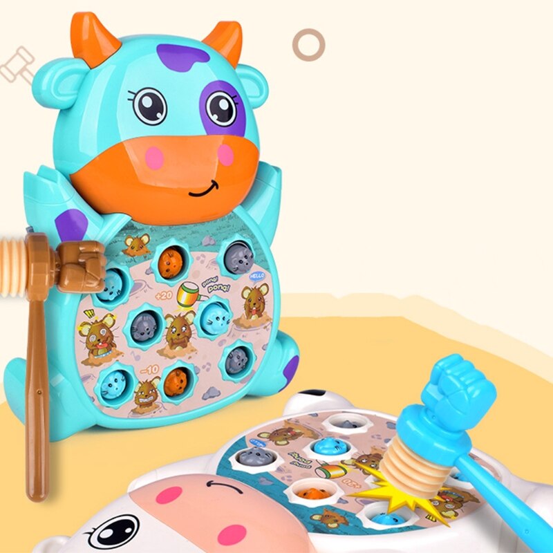 2020 nova criança dos desenhos animados vaca elétrica whack-a-mole brinquedo batendo máquina hamster