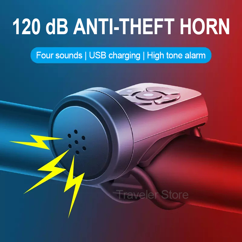 Sonnette électrique pour vélo et moto, Rechargeable par USB, klaxon d'alarme antivol pour cyclisme sur route en montagne, accessoires de vélo, cloche forte