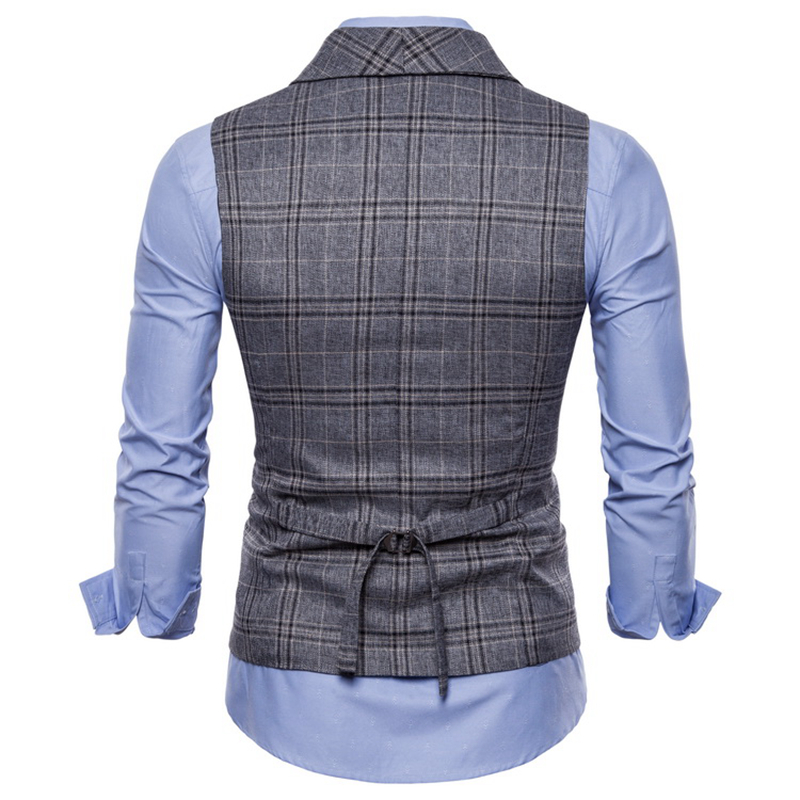 Chaleco de negocios para hombre, estilo, a cuadros, informal, de negocios, doble botonadura, chalequillo traje chaleco,