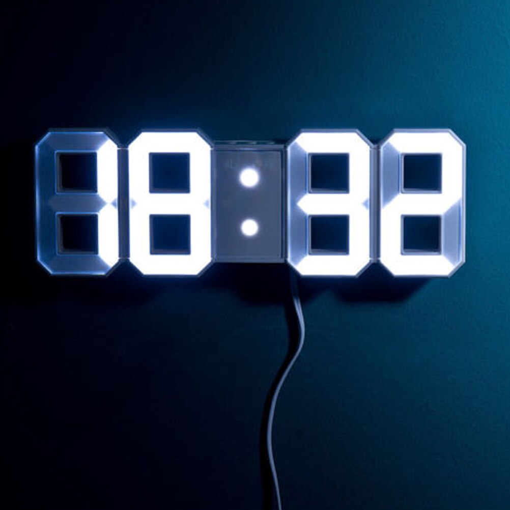Elektronisk 3d tal digitalt led vækkeur led lys væghængt ur med timer snooze: 2242435