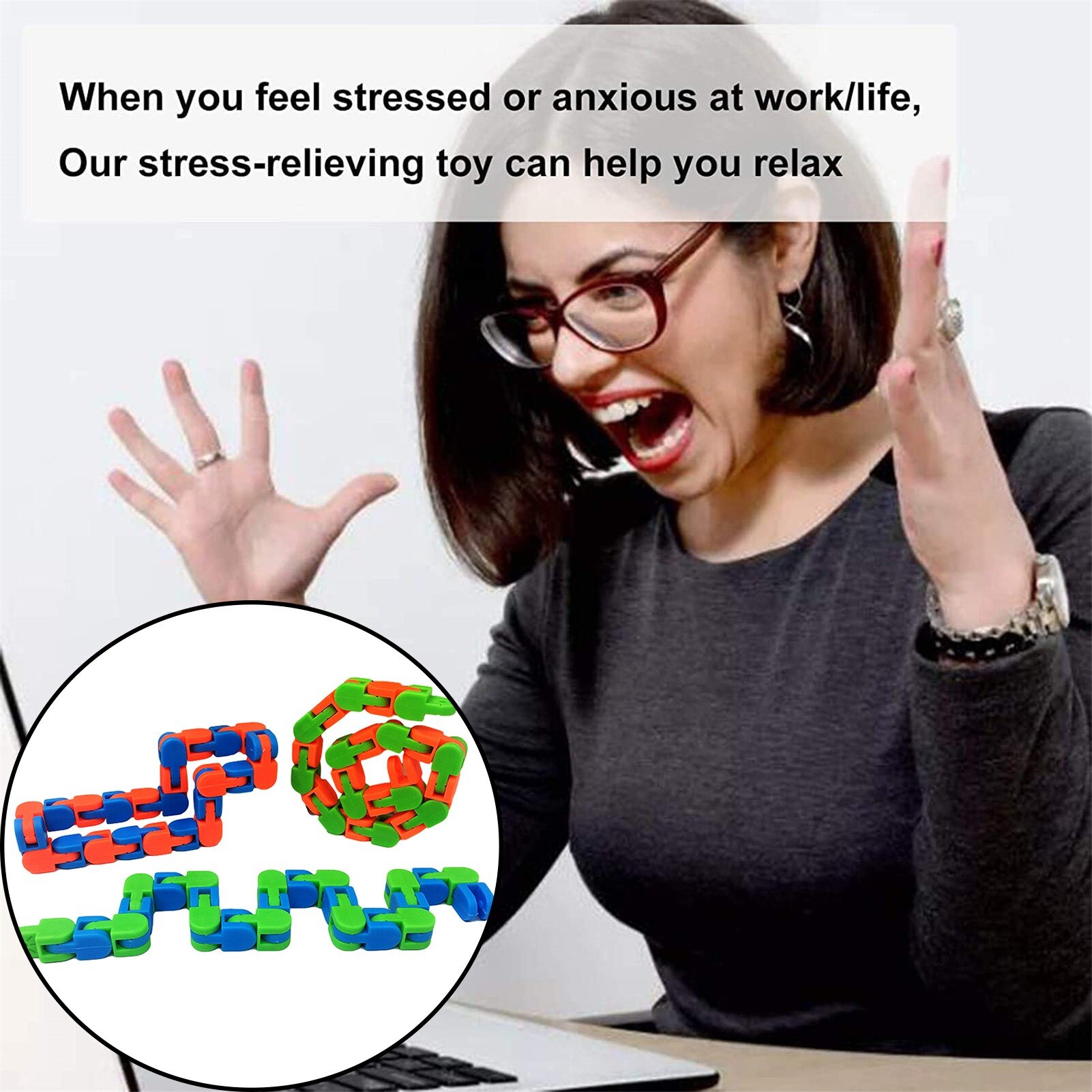 Wacky Tracks Bicycle Chain Track Puzzle Decompression Sensory Fidget Toys Rotate Chain 24 Section Educational Toys Random Color