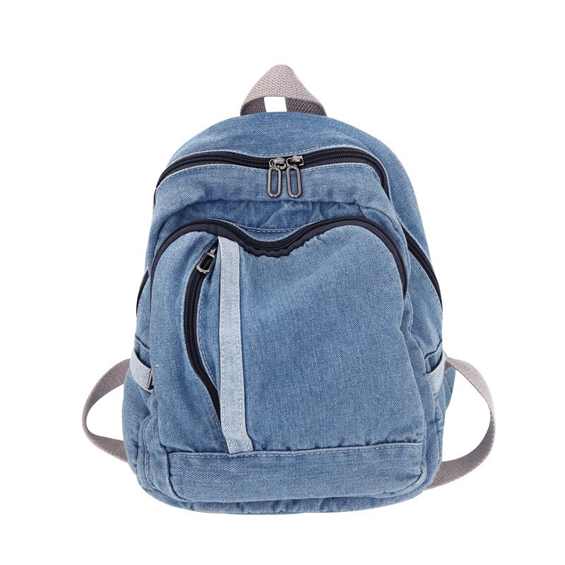Bolsos pequeños de tela vaquera para mujer, mochila de viaje para chicas adolescentes, Vintage, Color sólido, a la , 2022: light blue