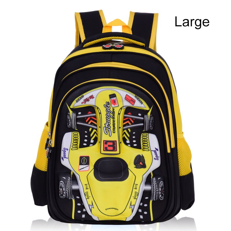 Sac à dos pour enfants sacs d'école primaire dessin animé 3D sacs d'école de voiture pour garçons filles enfants sac à dos sacs d'école Mochila Infantil: Yellow-L