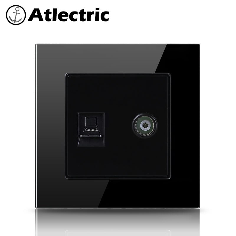 Elektrische  rj45 en tv-aansluiting, televisie- en computeraansluiting, dubbele internetaansluiting, luxe glazen paneelaansluiting