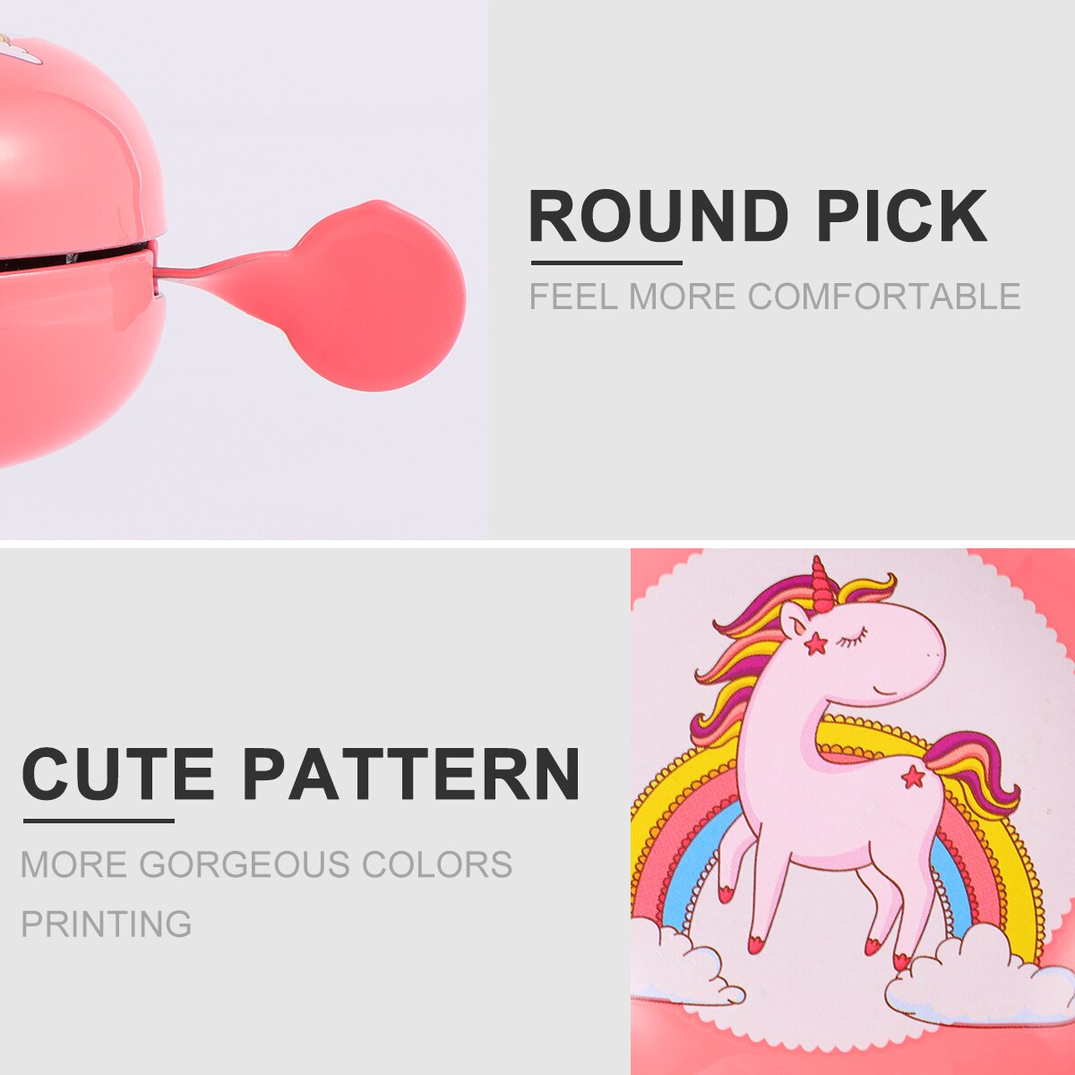 Bicycle Bell Decor Cute Bike Bells Printed Unicorn Bike Bells Crisp Sound Ring Bell for Scooter Tricycle Children DIY Adornment
