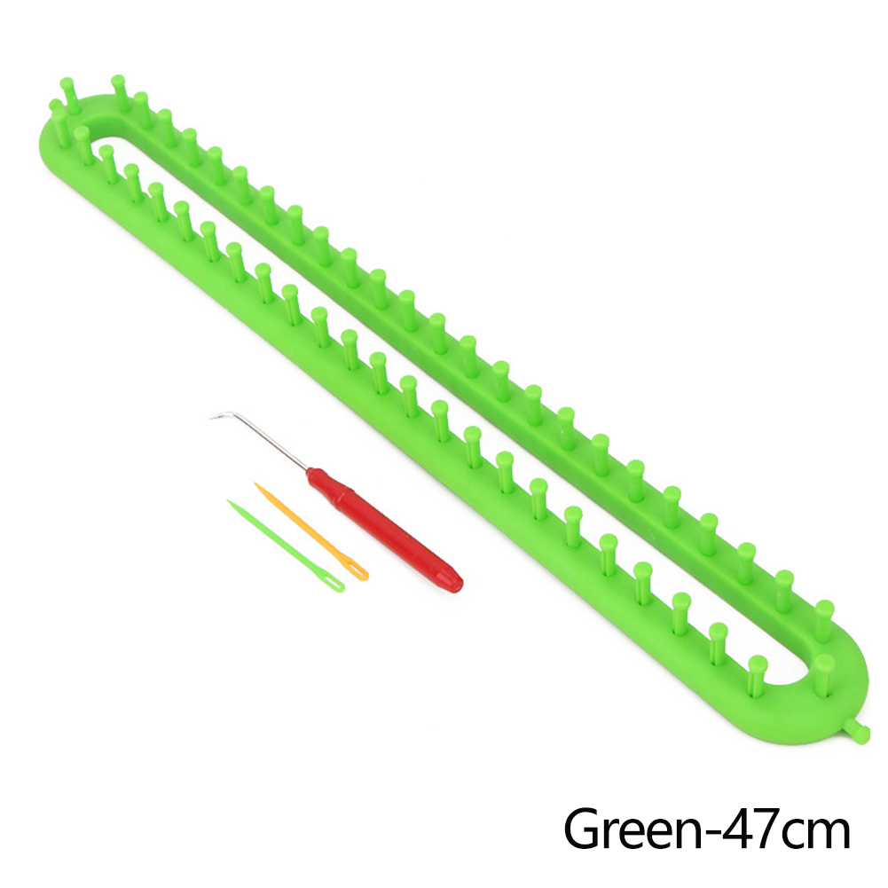 Telar rectangular redondo para tejer, bufanda, suéter, sombrero, chal, herramientas de costura de punto, herramienta de trenzado artesanal hecha a mano, 1 ud.: Green 47CM