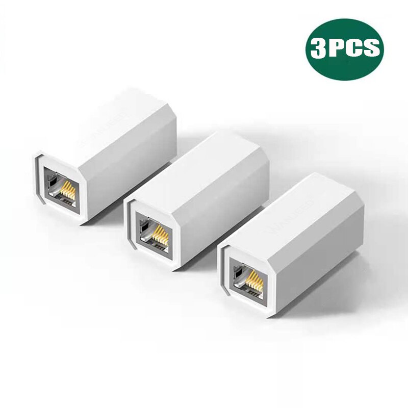 Netzwerk Kabel Verlängerung Adapter RJ45 Koppler Für Katze 7 Ethernet Konverter Buchse auf Buchse Ethernet Kabel für TV PC Hub drucker: 3Stck Weiß