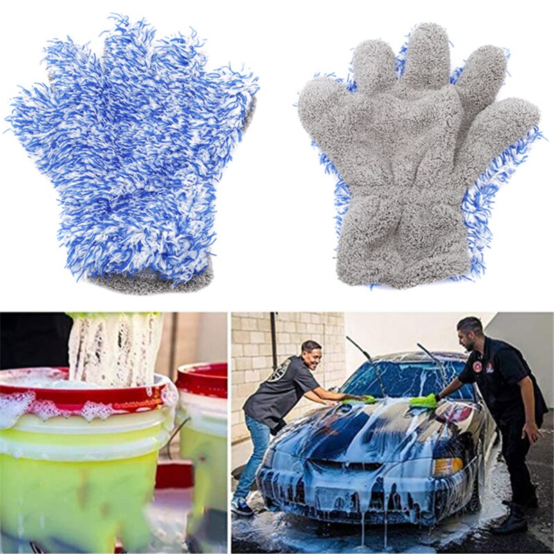 Coral Velvet Knitted Gloves Super Soft Microfiber Car Detailing Dust Removal Gloves Gloves Car Wash Cleaning Gloves