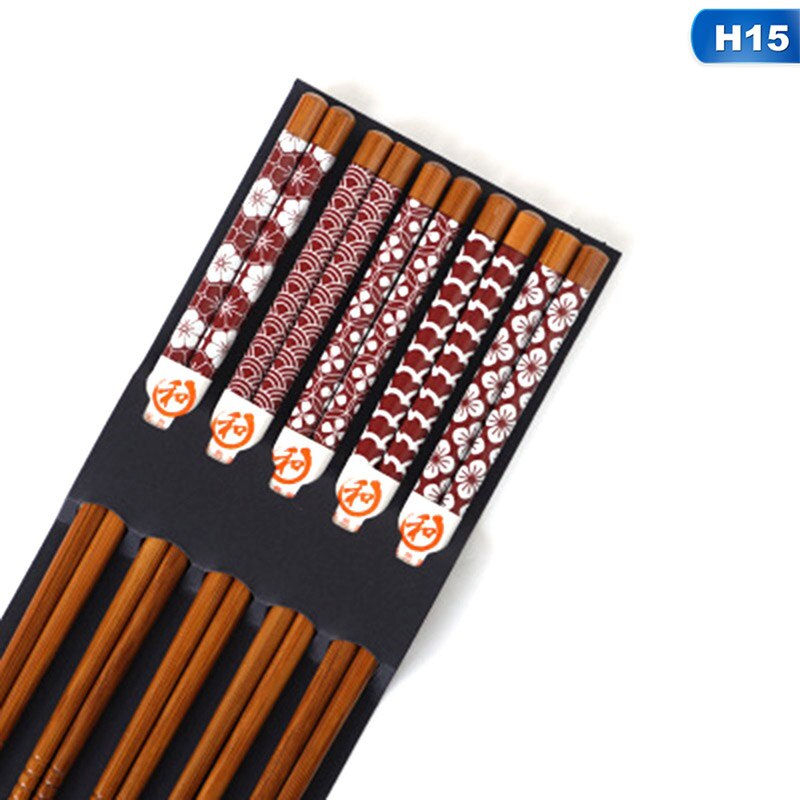 5 Pair Chopsticks Handmade Bamboo Japanese Natural Wood Chopsticks Sushi Food Multi Color Wooden Chopsticks Reusable