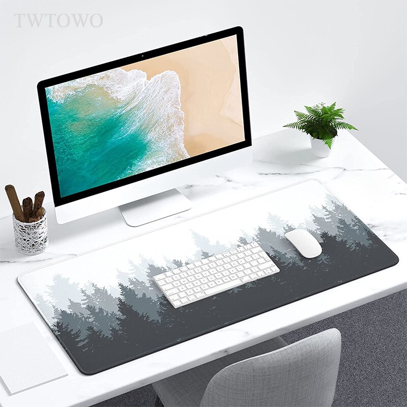 Grey Forest Trees Mouse Pad Gaming XL Computer Large Mousepad XXL keyboard pad Natural Rubber Anti Slip Soft Mouse Mat