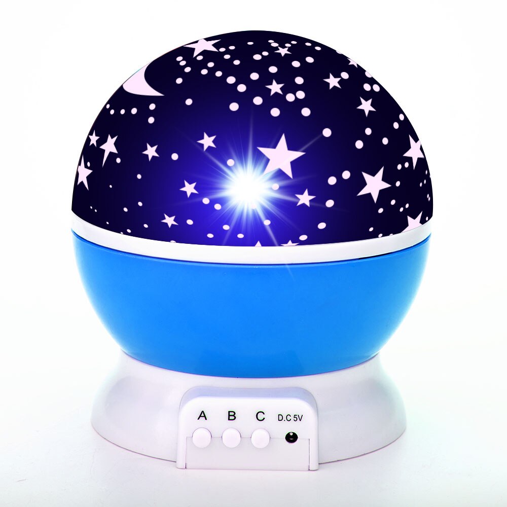 Starry Rotating LED Floodlight for Bedroom Baby Table Lamp Decorative Nursery Moon Galaxy Light Fixture,Child Birthday: Blue