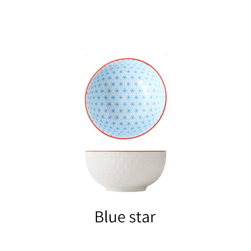 4.5 Inch Household Rice Bowl Ceramic Tableware Nordic Minimalist Style Underglaze Relief Kitchenware Porridge Bowl Small: K