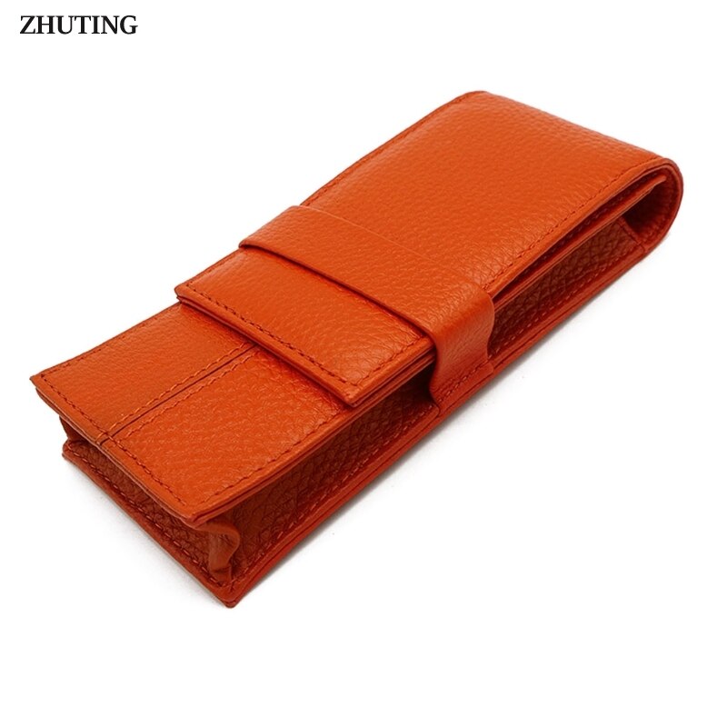 Newest Leather Fountain Pen Case ,3 Pens Holder Pouch,Separate Slot Organizer Carrying Case Pencil Bag Office Accessorie: B