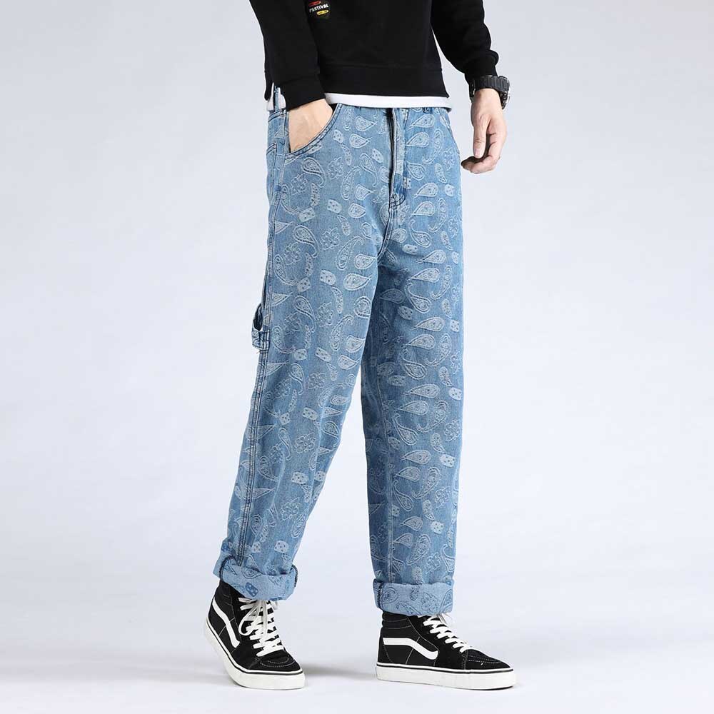 Hiphop harem jeans plus size heren casual denim broek losse baggy rechte broek streetwear herenkleding